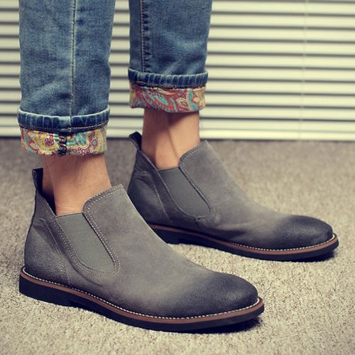 Boots - chaussures en de vache ronde pour hiver - Angleterre - semelle caoutchouc - Ref 952297