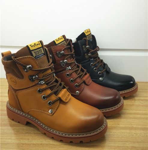 Boots - chaussures en Première couche de cuir, En plus de de vache, ronde pour printemps - Europe - semelle caoutchouc -