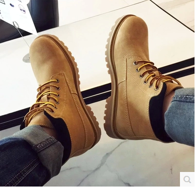 Boots - chaussures en plancher de cuir, En plus de de vache, ronde pour hiver - Angleterre - semelle caoutchouc - Ref 95
