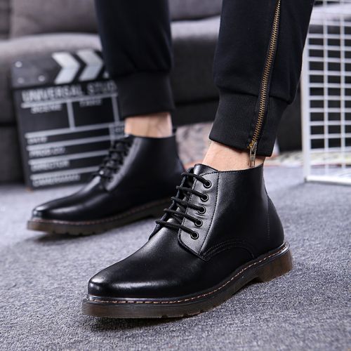 Boots - chaussures en plancher de cuir, En plus de de vache, ronde pour hiver - Angleterre - semelle TPR - Ref 