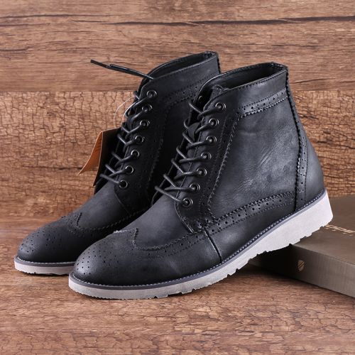 Boots - chaussures en Première couche de cuir, En plus de de vache, ronde pour printemps - Ref 952361