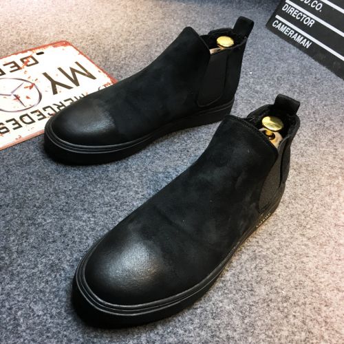 Boots - chaussures en plancher de cuir, En plus de de vache, ronde pour printemps - tendance des jeunes - semelle caoutc