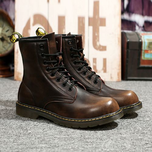 Boots - chaussures en plancher de cuir, En plus de de vache, WEISENG ronde pour hiver - Angleterre - semelle caoutchouc 