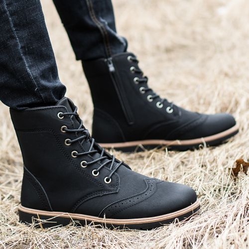 Boots - chaussures en PU ronde pour hiver - loisir - semelle caoutchouc - Ref 952407