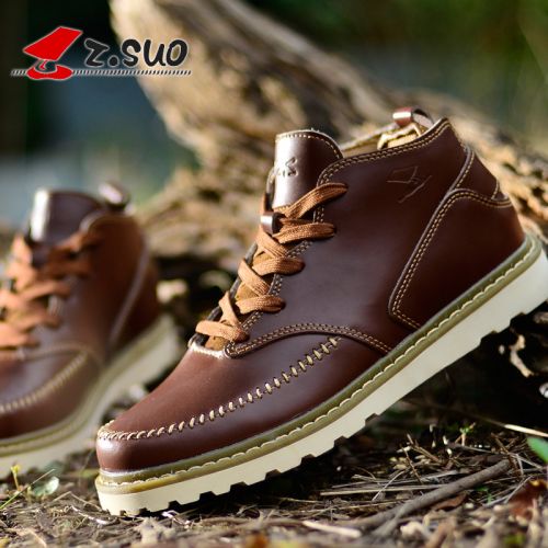 Boots - chaussures en cuir ZSUO ronde pour hiver - loisir - semelle caoutchouc - Ref 952423