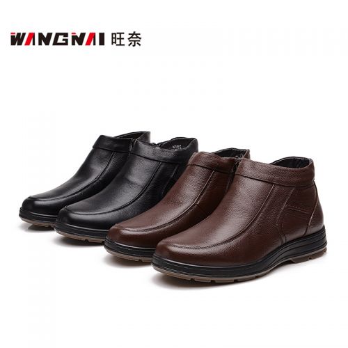 Boots - chaussures en Première couche de cuir, En plus de de vache, ronde pour hiver - loisir - semelle TPR - R