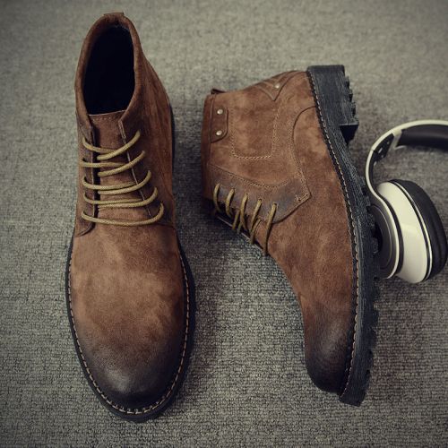 Boots - chaussures dont première couche de peau de porc ronde pour printemps - Angleterre - semelle caoutchouc - Ref 952428