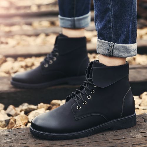 Boots - chaussures en Microfiber MORNISN ronde pour hiver - Angleterre - semelle caoutchouc - Ref 952433