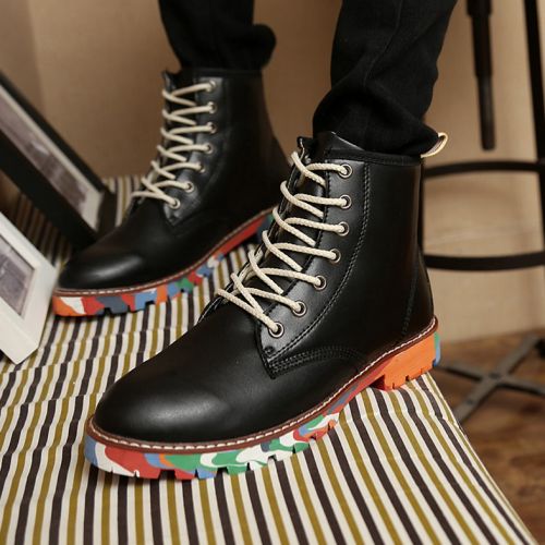 Boots - chaussures en PU ronde pour printemps - tendance des jeunes - semelle caoutchouc - Ref 952463