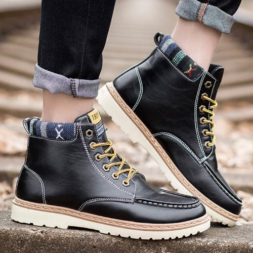 Boots - chaussures en Cuir spatial ronde pour hiver - tendance des jeunes - semelle caoutchouc - Ref 952470
