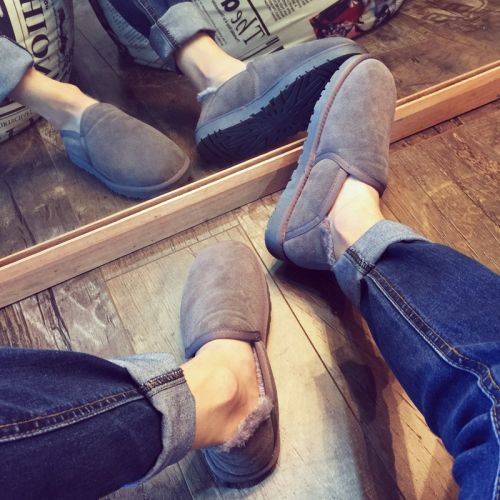 Boots - chaussures en plancher de cuir, En plus de de vache, ronde pour hiver - loisir - semelle TPR - Ref 9524