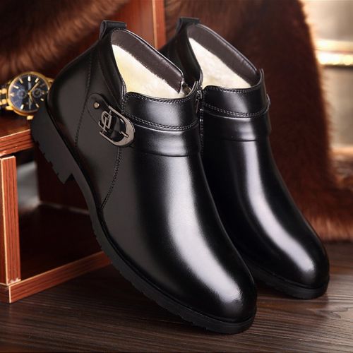 Boots - chaussures en Microfiber SHEN.GAO ronde pour hiver - entreprise - semelle caoutchouc - Ref 952557