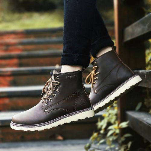 Boots - chaussures en Cuir spatial ronde pour printemps - loisir - semelle caoutchouc - Ref 952562