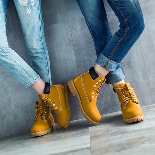 Boots - chaussures en plancher de cuir, En plus de de vache, AICUL ronde pour hiver - loisir - semelle caoutchouc - Ref 