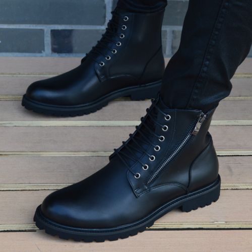 Boots - chaussures en plancher de cuir, En plus de de vache, pointu pour hiver - Angleterre - semelle caoutchouc - Ref 9