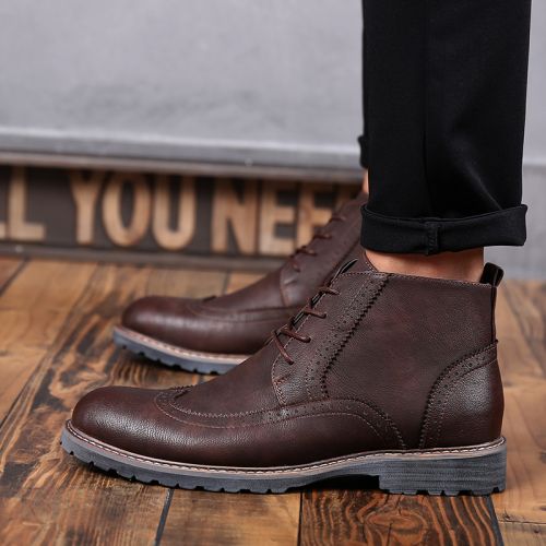 Boots - chaussures en PU ronde pour hiver - loisir - semelle caoutchouc - Ref 952618