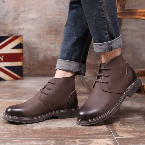 Boots - chaussures en plancher de cuir, En plus de de vache, MOPOLL ronde pour hiver - Angleterre - semelle caoutchouc -