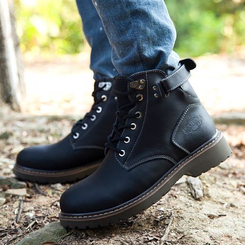 Boots - chaussures en Première couche de cuir, En plus de de vache, ronde pour hiver - Angleterre - semelle caoutchouc -