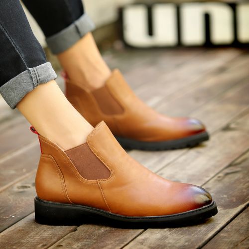 Boots - chaussures en Microfiber ronde pour printemps - Europe - semelle caoutchouc - Ref 952633