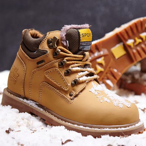 Boots - chaussures en plancher de cuir, En plus de de vache, ronde pour hiver - loisir - semelle TPR - Ref 9526