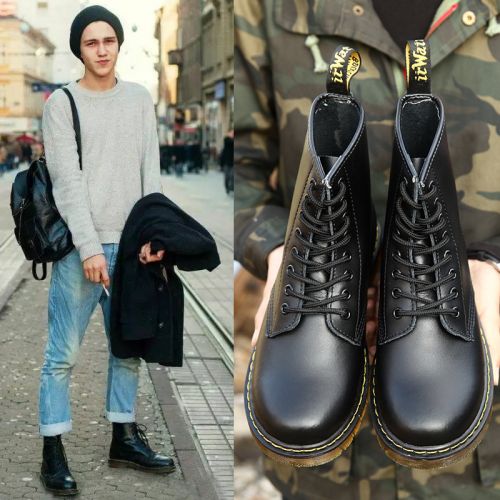 Boots - chaussures en de vache ronde pour printemps - Europe - semelle caoutchouc - Ref 952668