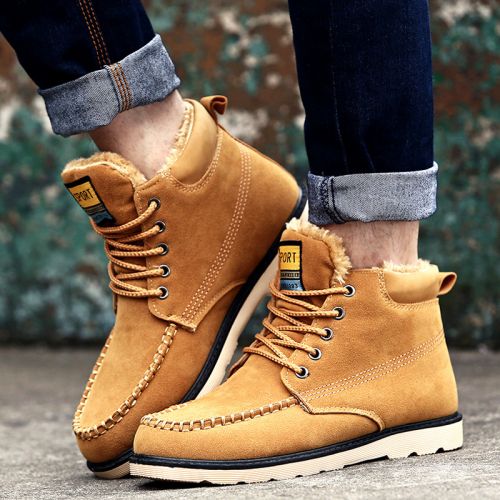 Boots - chaussures en Nubuck ronde pour hiver - loisir - semelle caoutchouc - Ref 952676
