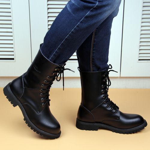 Boots - chaussures en cuir KKLCLC pointu pour hiver - Angleterre - semelle caoutchouc - Ref 952677