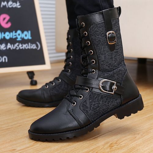 Boots - chaussures en Cuir spatial ronde pour hiver - tendance des jeunes - semelle plastique - Ref 952681