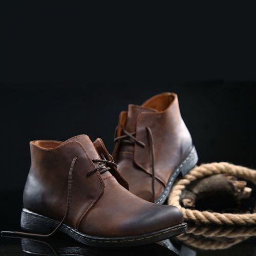 Boots - chaussures en plancher de cuir, En plus de de vache, ronde pour printemps - Europe - semelle mousse de caoutchou