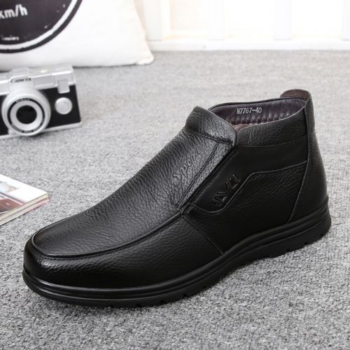 Boots - chaussures en Première couche de cuir, En plus de de vache, ronde pour hiver - loisir - semelle polyuréthane - R