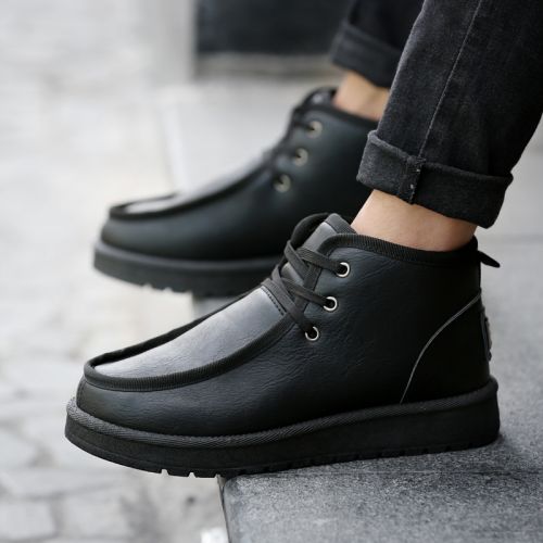 Boots - chaussures en PU tête carrée pour hiver - semelle caoutchouc - Ref 952801