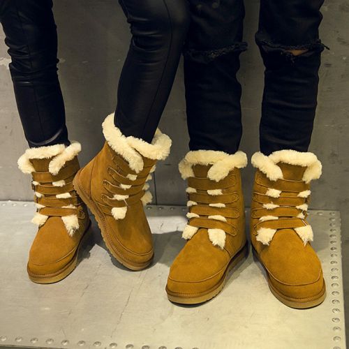 Boots - chaussures en Première couche de cuir, En plus de de vache, ZUOMATEBRANDAPPAREL ronde pour hiver - semelle mouss