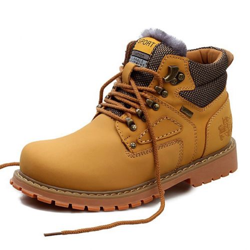 Boots - chaussures en Première couche de cuir, En plus de de vache, ronde pour hiver - Angleterre - semelle caoutchouc -