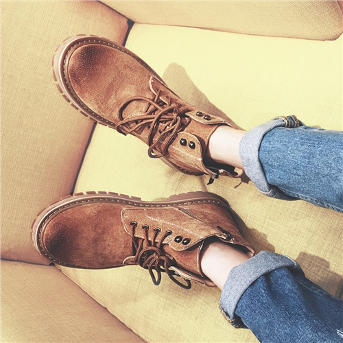 Boots - chaussures dont première couche de peau de porc ronde pour hiver - tendance des jeunes - semelle TPR - Ref 95