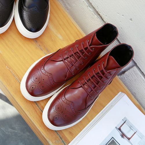 Boots - chaussures en plancher de cuir, En plus de de vache, ronde pour hiver - Angleterre - semelle caoutchouc - Ref 95