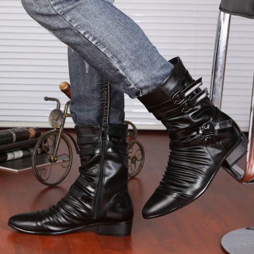 Boots - chaussures en Microfiber pointu pour printemps - semelle caoutchouc - Ref 952850