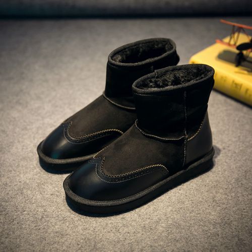 Boots - chaussures en plancher de cuir, En plus de de vache, ronde pour hiver - tendance des jeunes - semelle TPR n