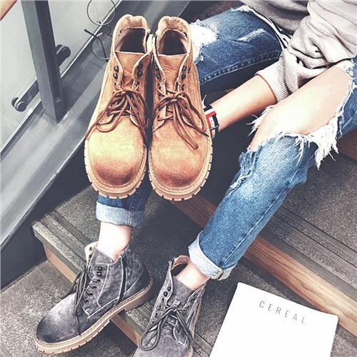 Boots - chaussures dont première couche de peau de porc ronde pour hiver - tendance des jeunes - semelle TPR - Ref 95