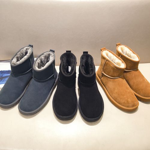 Boots - chaussures en Nubuck ronde pour hiver - semelle caoutchouc - Ref 952897