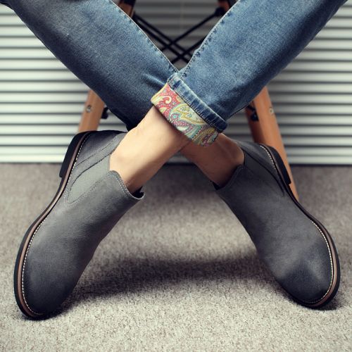 Boots - chaussures en de vache ronde pour hiver - loisir - semelle caoutchouc - Ref 952900