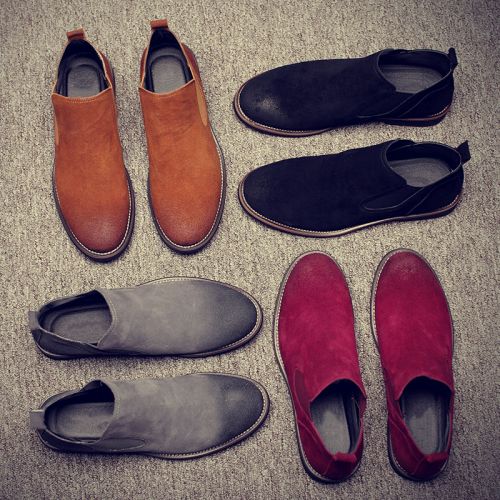 Boots - chaussures en cuir DUKELU ronde pour printemps - Angleterre - semelle caoutchouc - Ref 952902