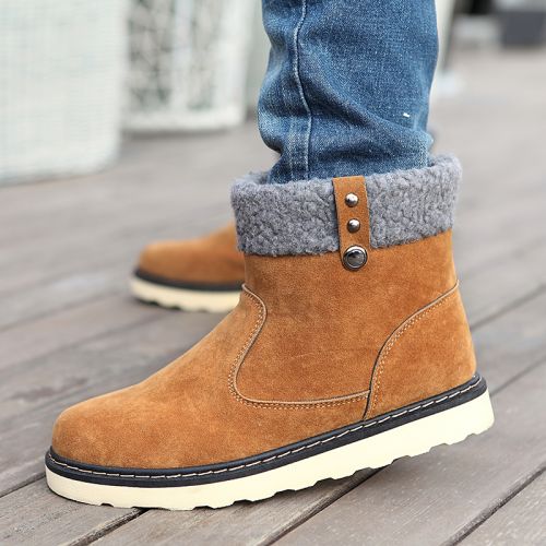 Boots - chaussures en Nubuck ronde pour hiver - tendance des jeunes - semelle caoutchouc - Ref 952917