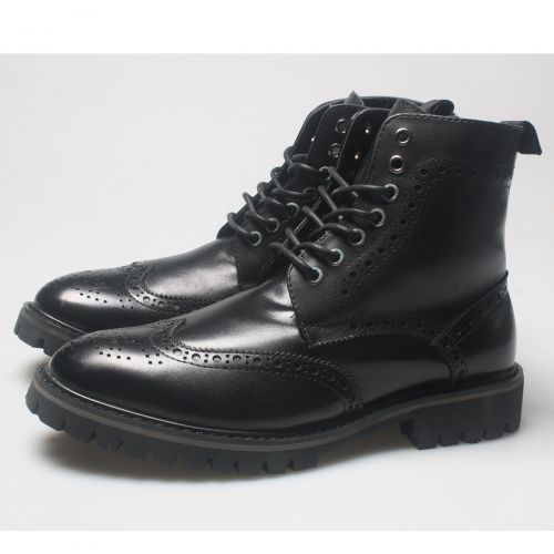 Boots - chaussures en Première couche de cuir, En plus de de vache, ronde pour hiver - Angleterre - semelle caoutchouc -