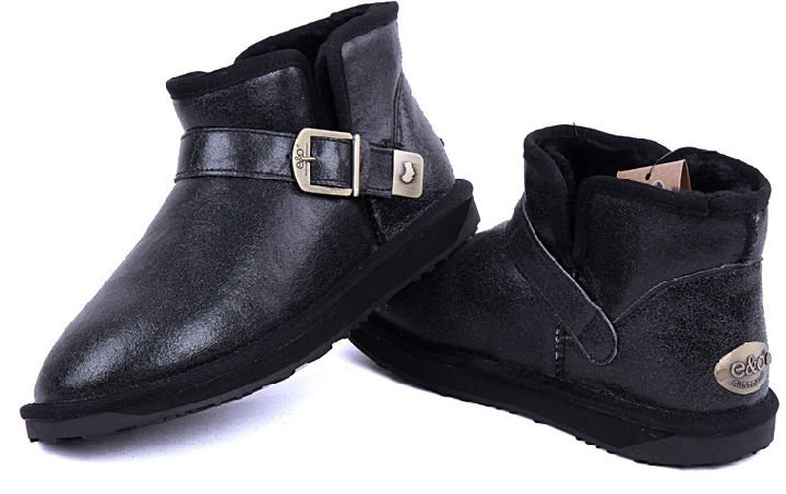Boots - chaussures en Première couche de cuir, En plus de de vache, ronde pour hiver - simple - semelle mousse de caoutc