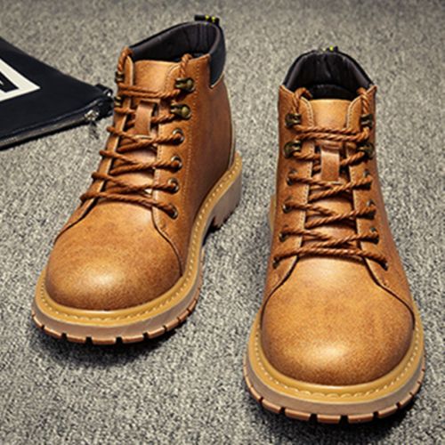 Boots - chaussures en plancher de cuir, En plus de de vache, ronde pour hiver - Angleterre - semelle caoutchouc - Ref 95