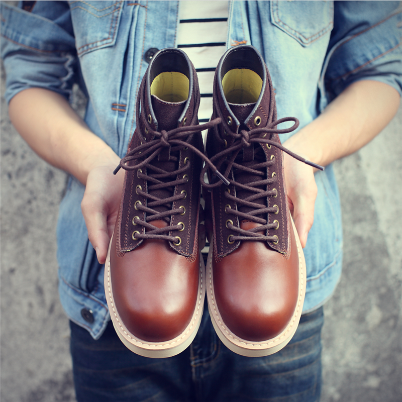 Boots - chaussures en plancher de cuir, En plus de de vache, ronde pour hiver - Angleterre - semelle caoutchouc - Ref 95