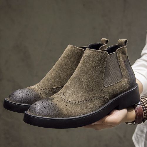 Boots - chaussures en de vache ronde pour hiver - Angleterre - semelle caoutchouc - Ref 952946