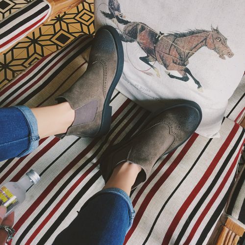 Boots - chaussures en de vache BUFFNY ronde pour printemps - loisir - semelle caoutchouc - Ref 952964