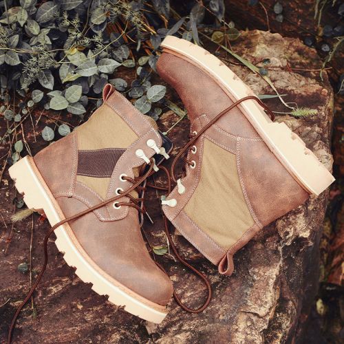 Boots - chaussures en toile JONTHONG ronde pour printemps - Angleterre - semelle caoutchouc - Ref 952981