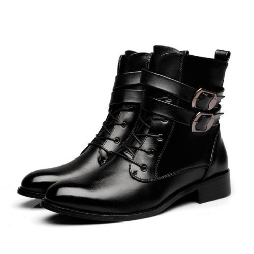 Boots - chaussures en Première couche de cuir, En plus de de vache, pointu pour hiver - Angleterre - Ref 952985